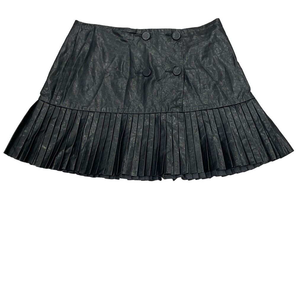 Zara Faux Leather Skirt Womens L Pleated Mini Festival Concert School Girl